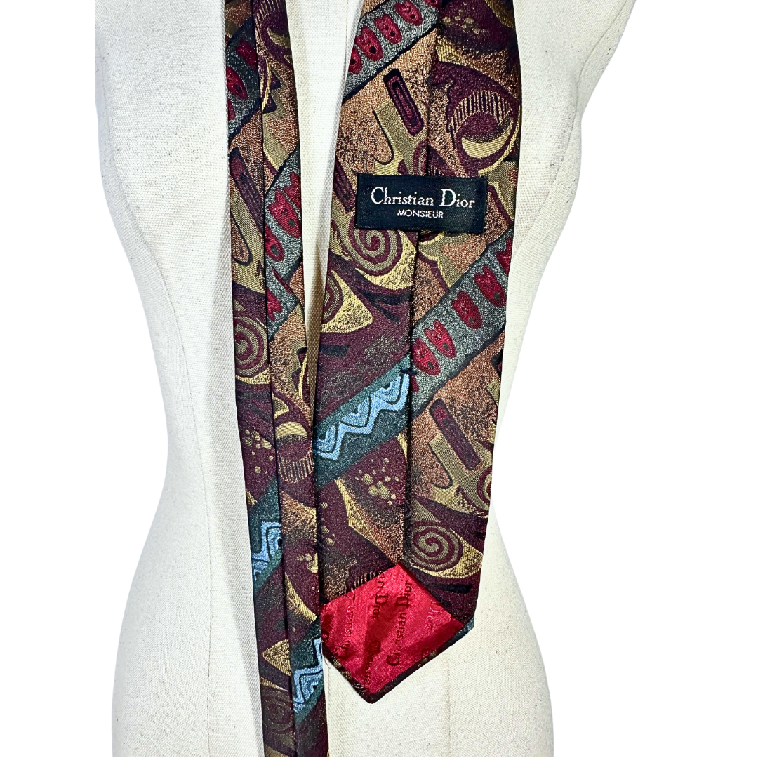 Christian Dior printed silk necktie