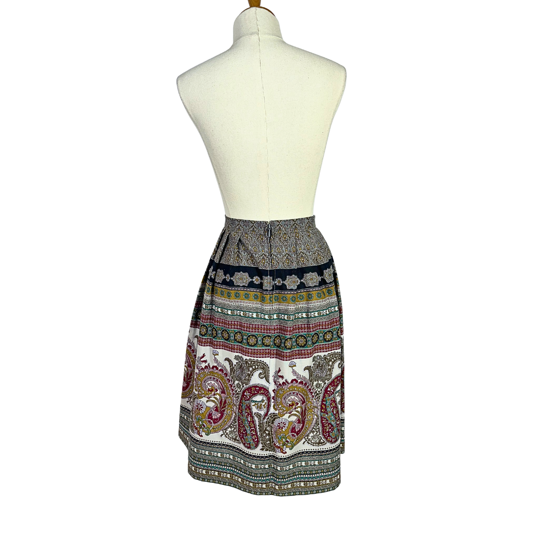 Vintage high waist paisley print midi skirt - XS