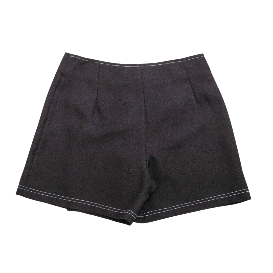 Front wrap mini skort with white stitching - M