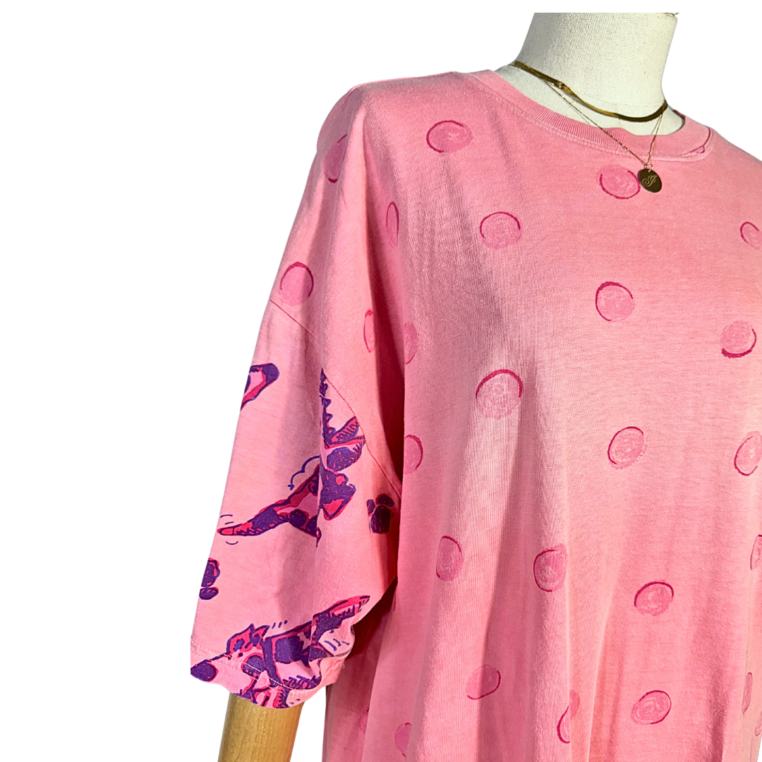 Pink oversized doggy print tshirt - M