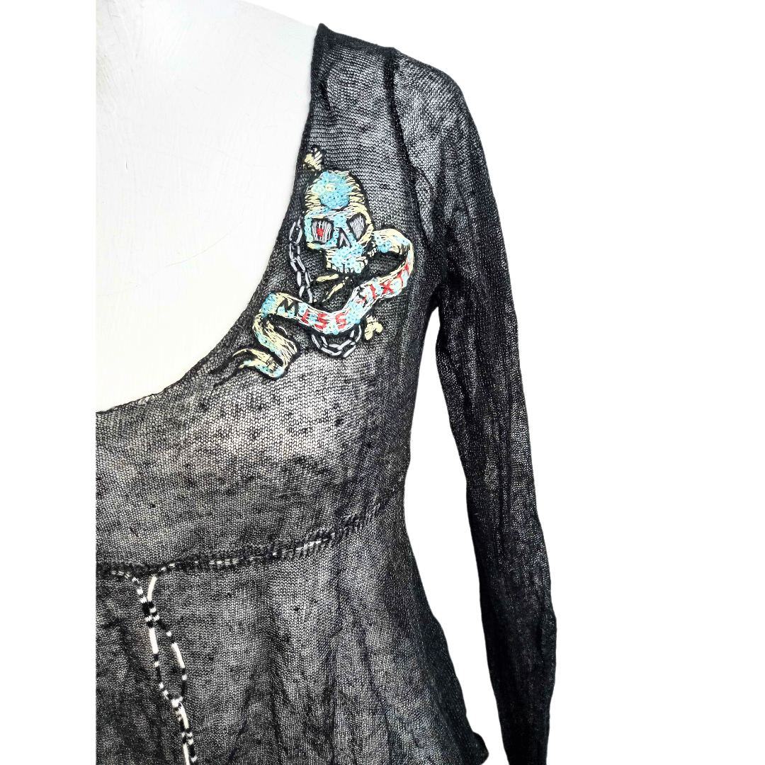 Miss Sixty bell-sleeve see-through top - M