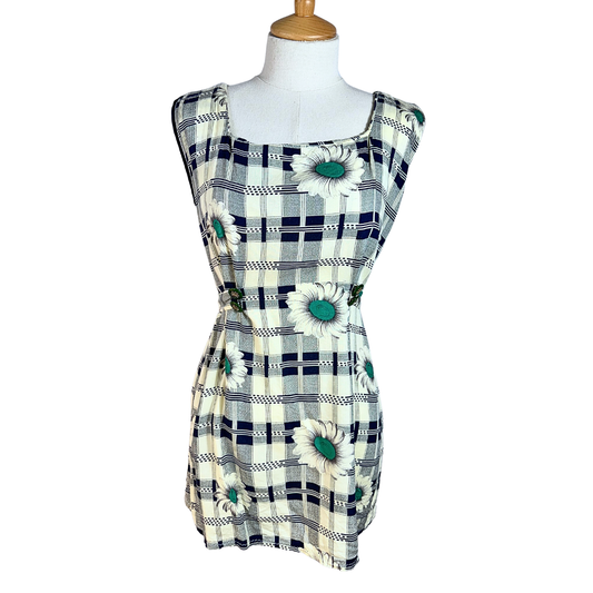 Vintage plaid and floral top - M