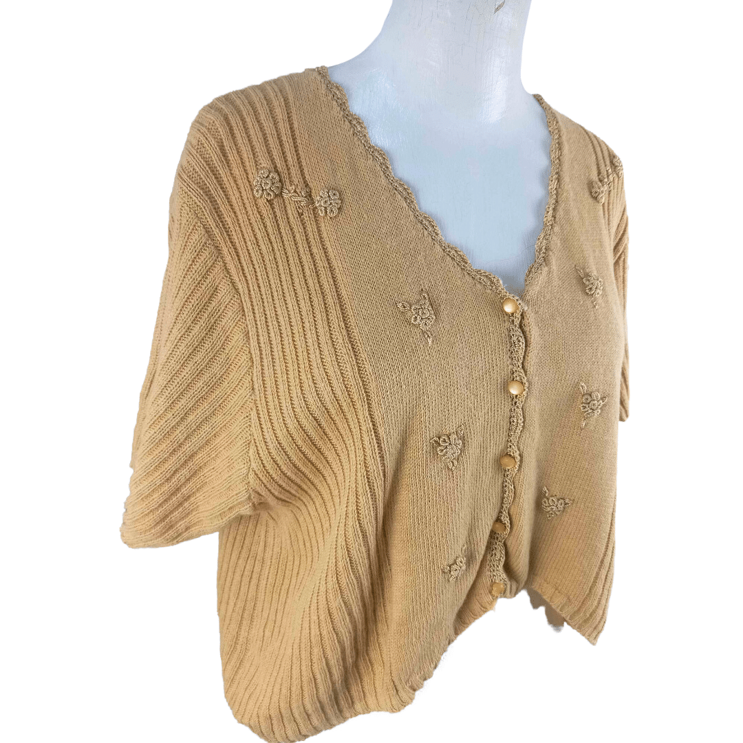 Vintage cropped shortsleeve knitted cardigan - L