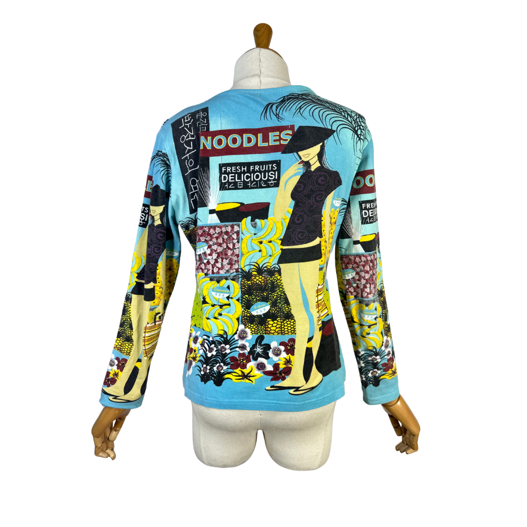 Y2K Custo Barcelona beaded graphic print top - M