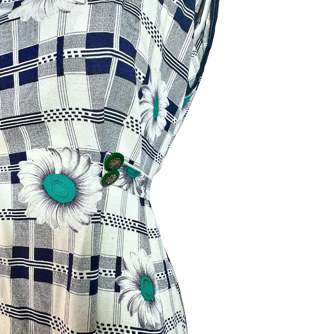 Vintage plaid and floral top - M