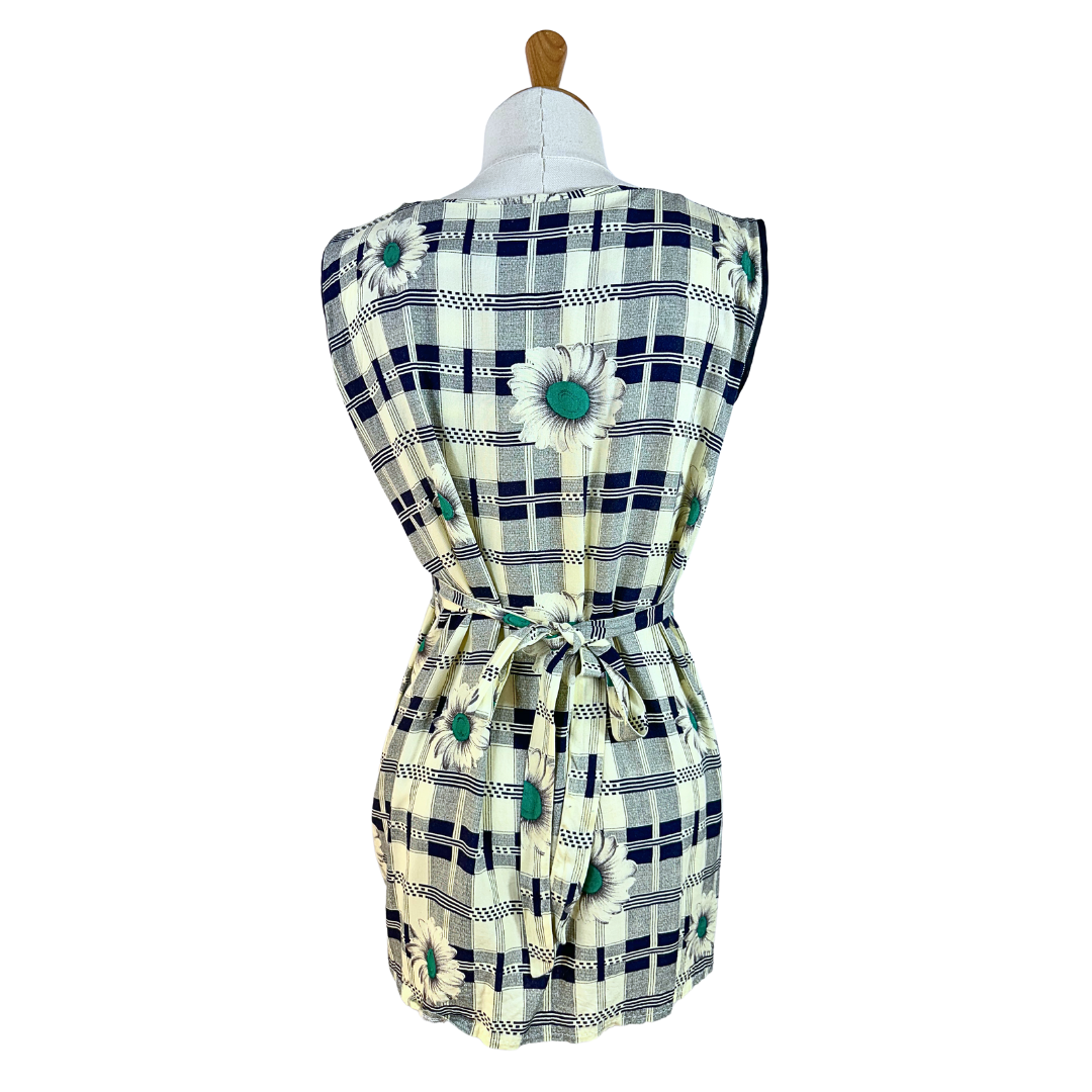 Vintage plaid and floral top - M