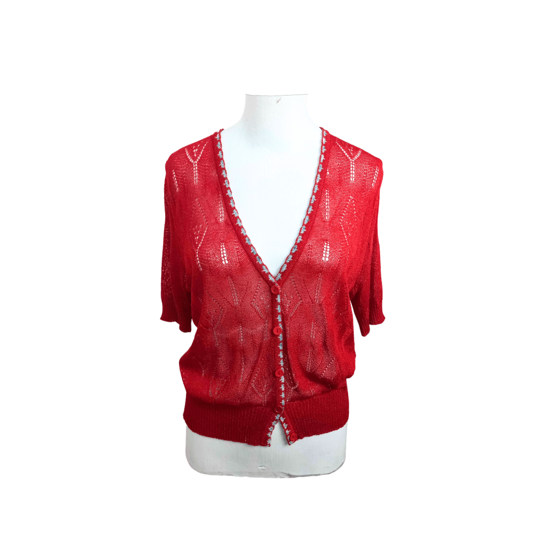 Lightweight knitted shortsleeve cardigan - M