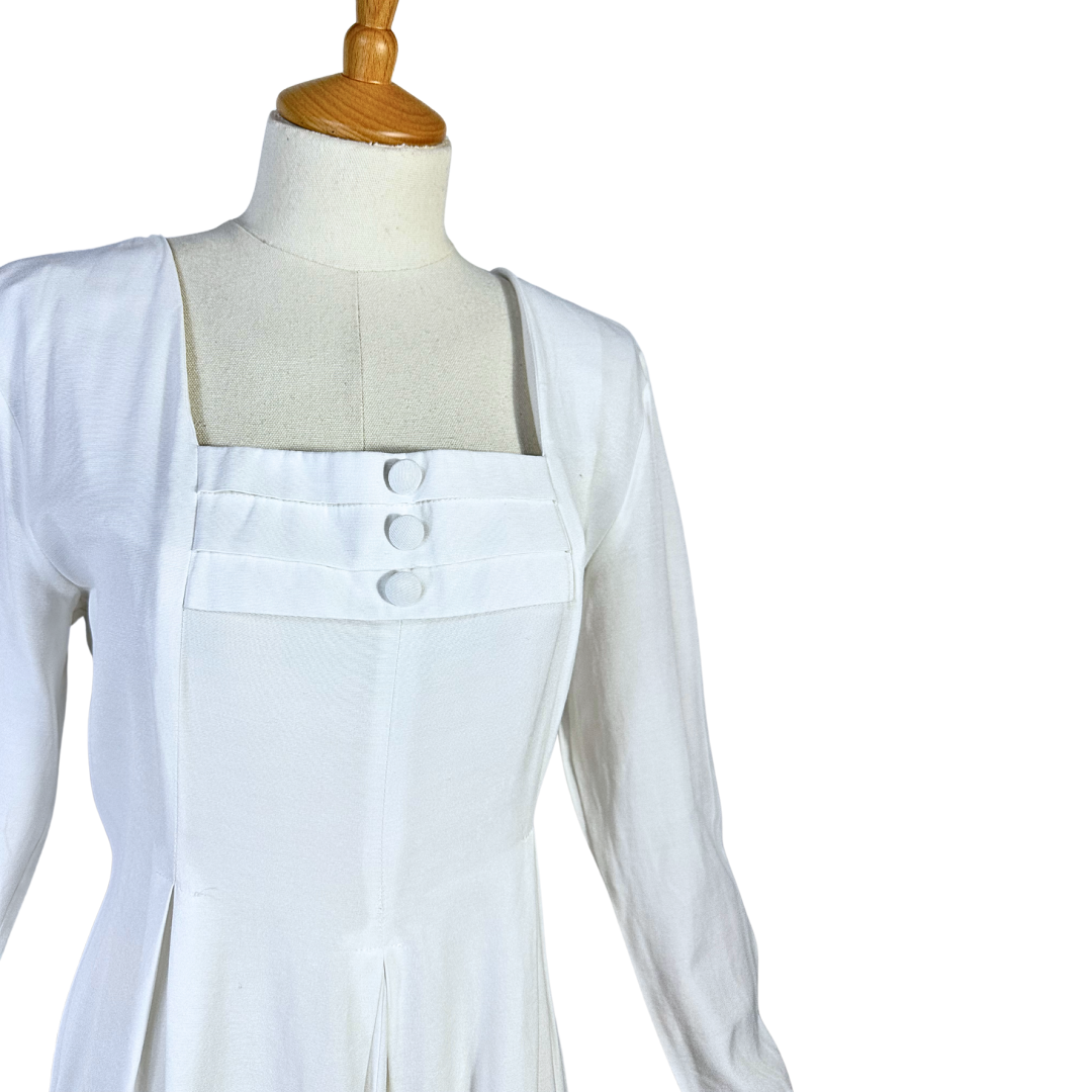 White vintage wide leg jumpsuit - M