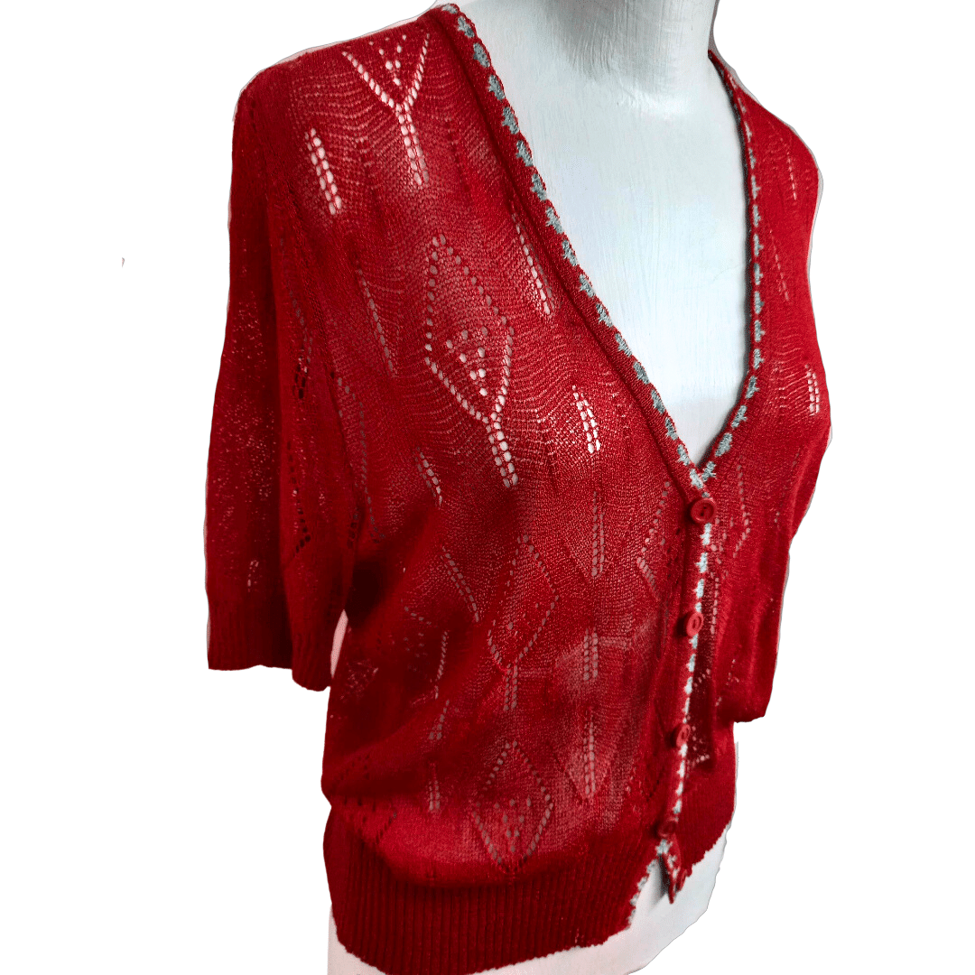 Lightweight knitted shortsleeve cardigan - M