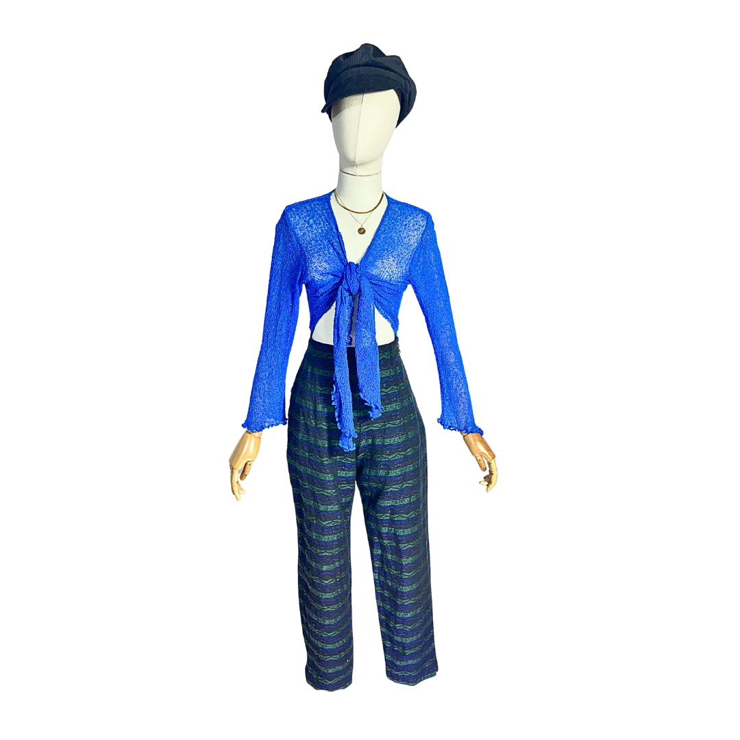 Vintage striped high waist pants - S