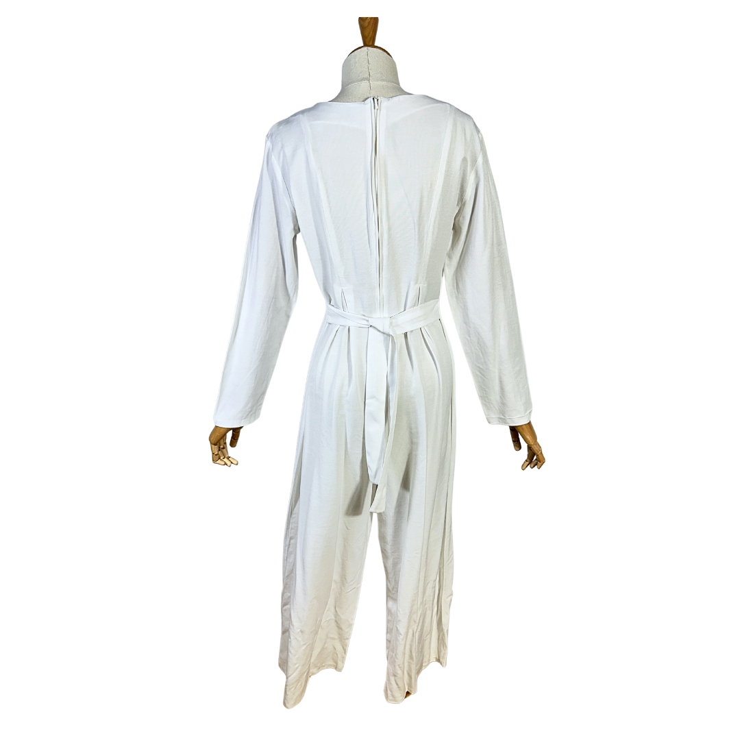White vintage wide leg jumpsuit - M