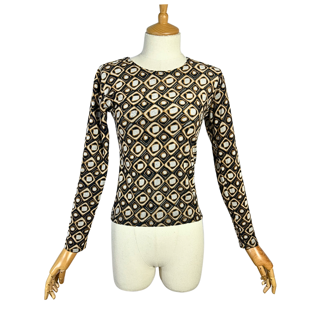 Retro style geometric pattern top - S
