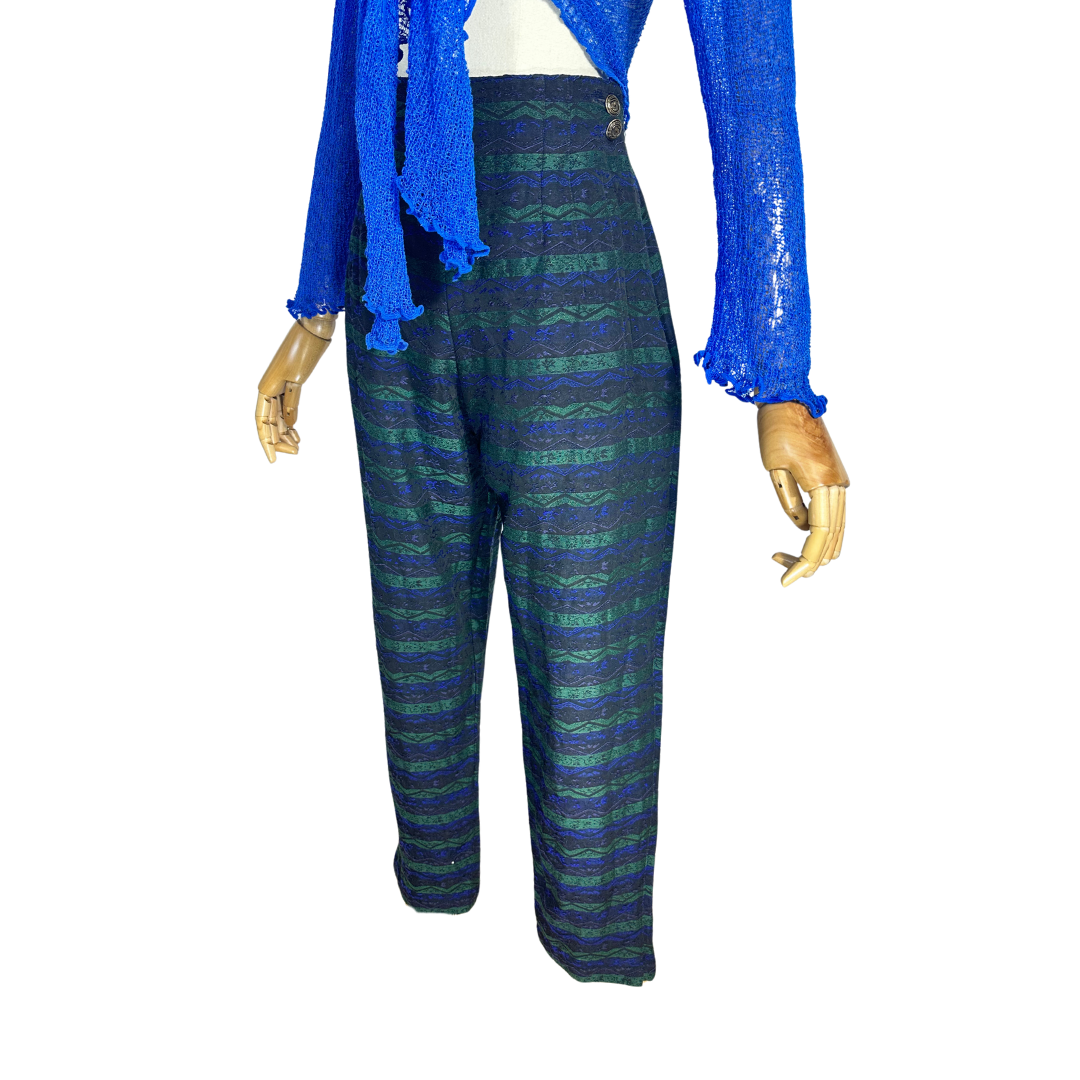 Vintage striped high waist pants - S