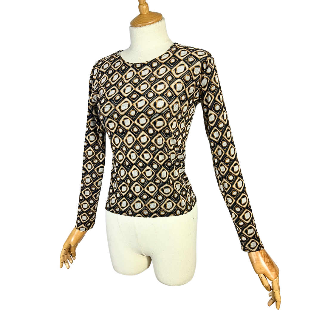 Retro style geometric pattern top - S