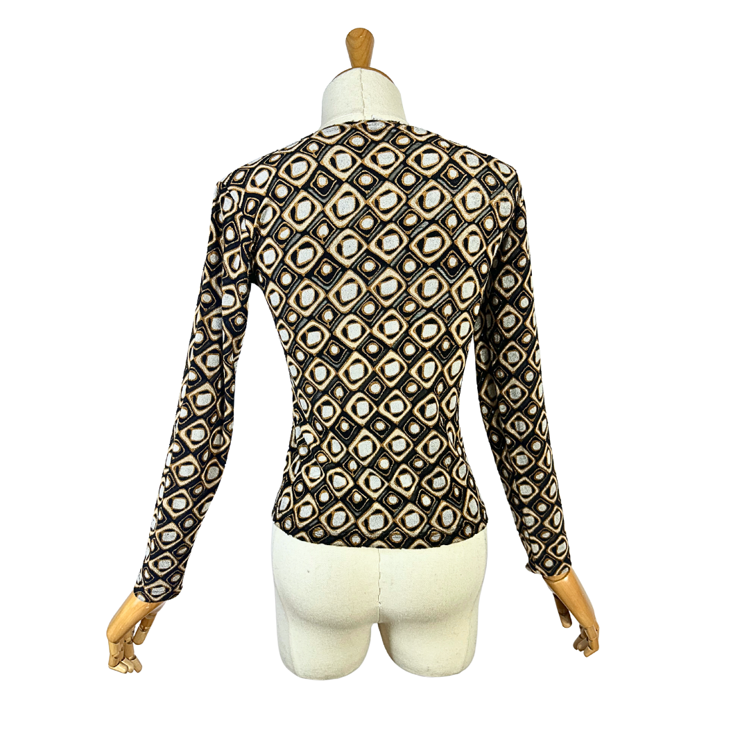 Retro style geometric pattern top - S