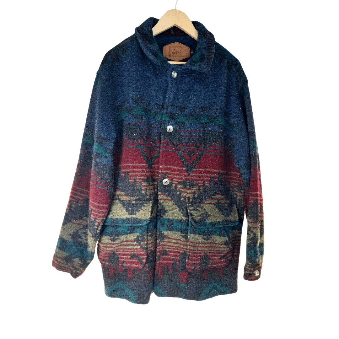 Aztec print wool vintage coat - L/XL