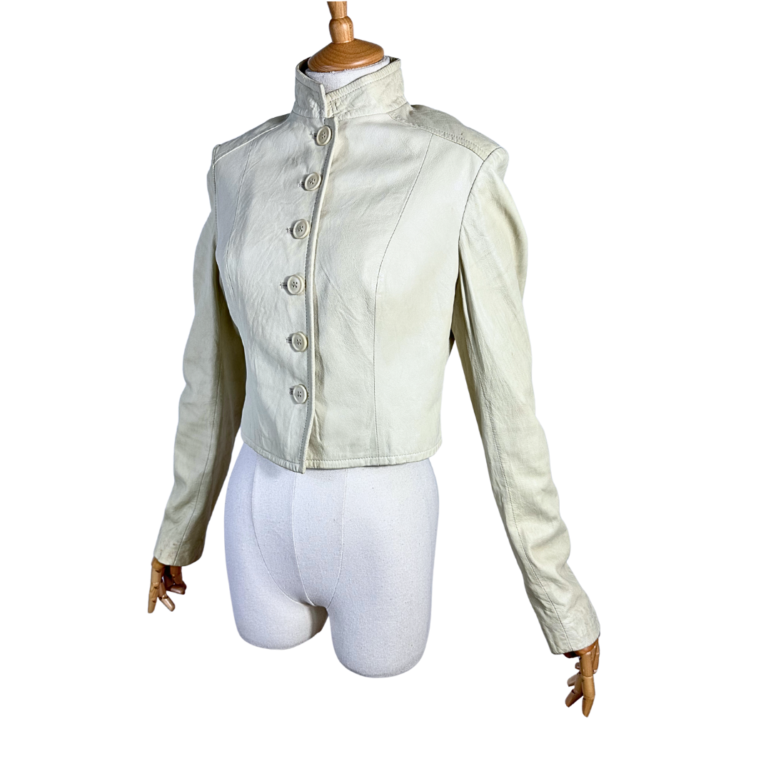 Y2K cropped leather jacket - S