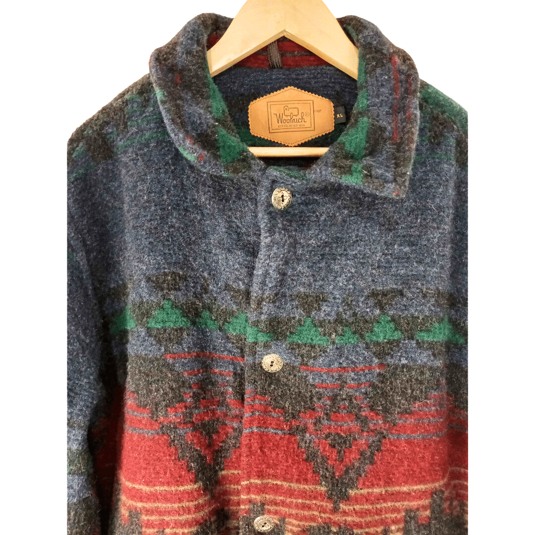 Aztec print wool vintage coat - L/XL