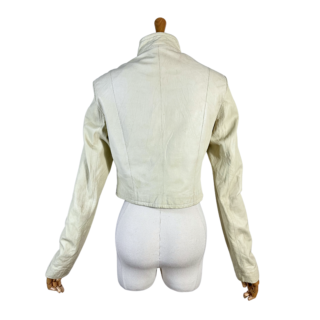Y2K cropped leather jacket - S