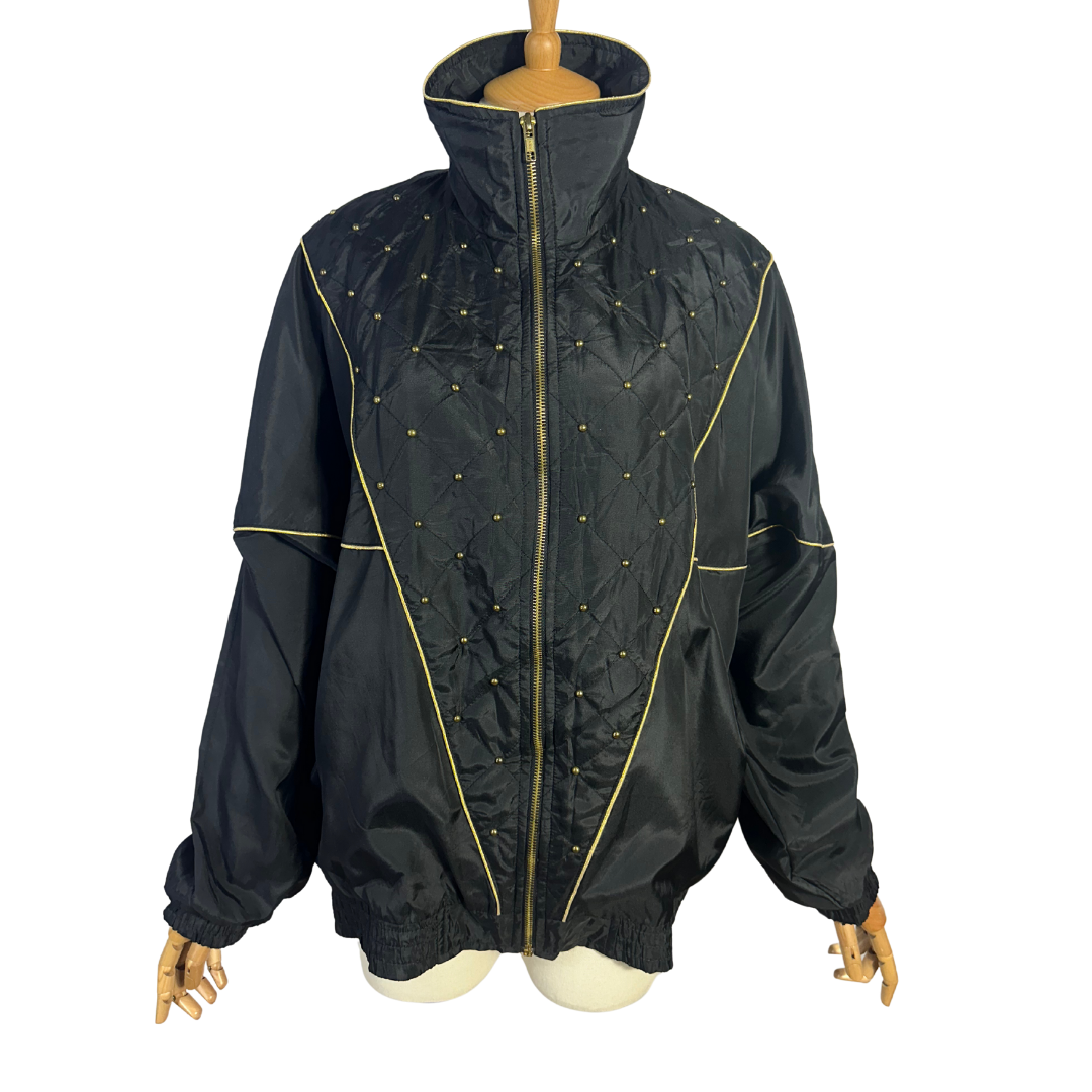 Black retro zipped up jacket - L