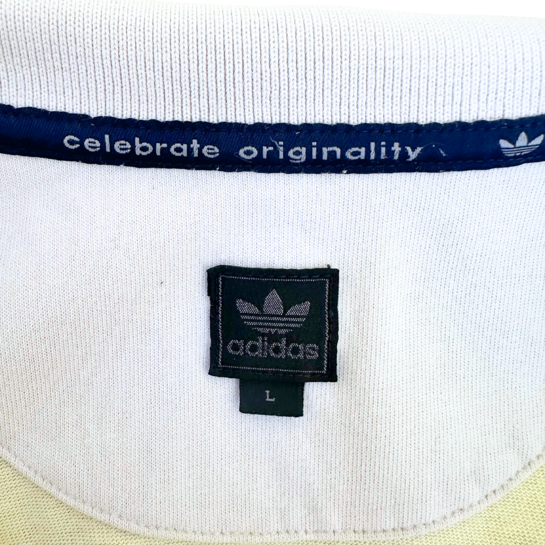 2000s Adidas striped polo shirt - M