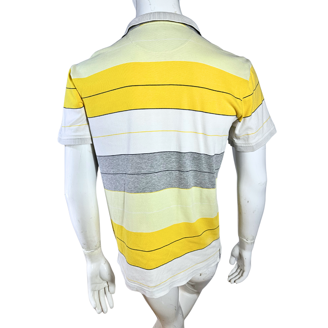 2000s Adidas striped polo shirt - M