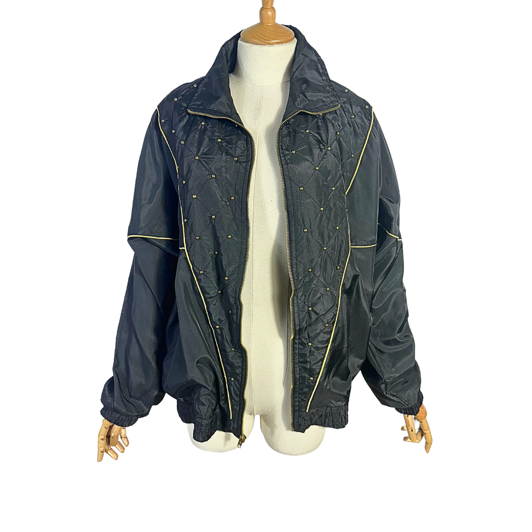 Black retro zipped up jacket - L