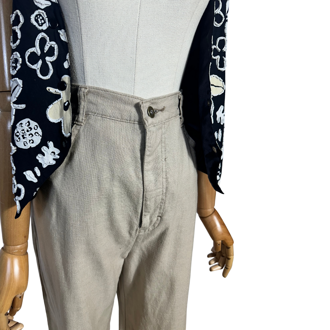Beige vintage high waist pants - M
