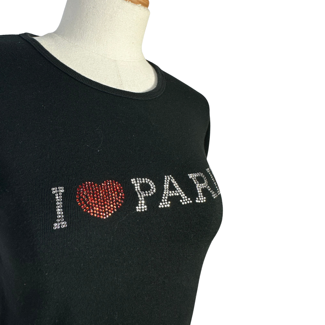Black I love Paris baby tee - S