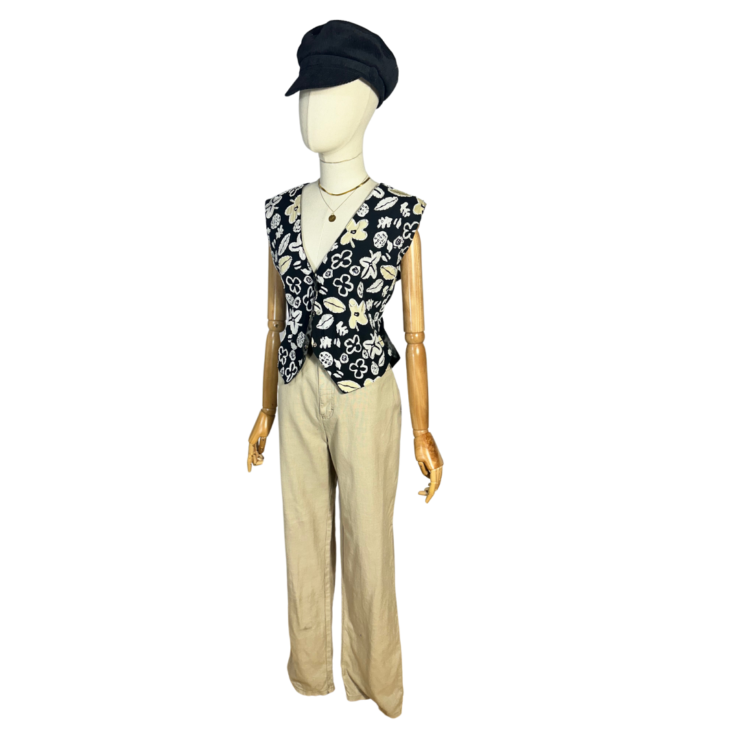 Beige vintage high waist pants - M