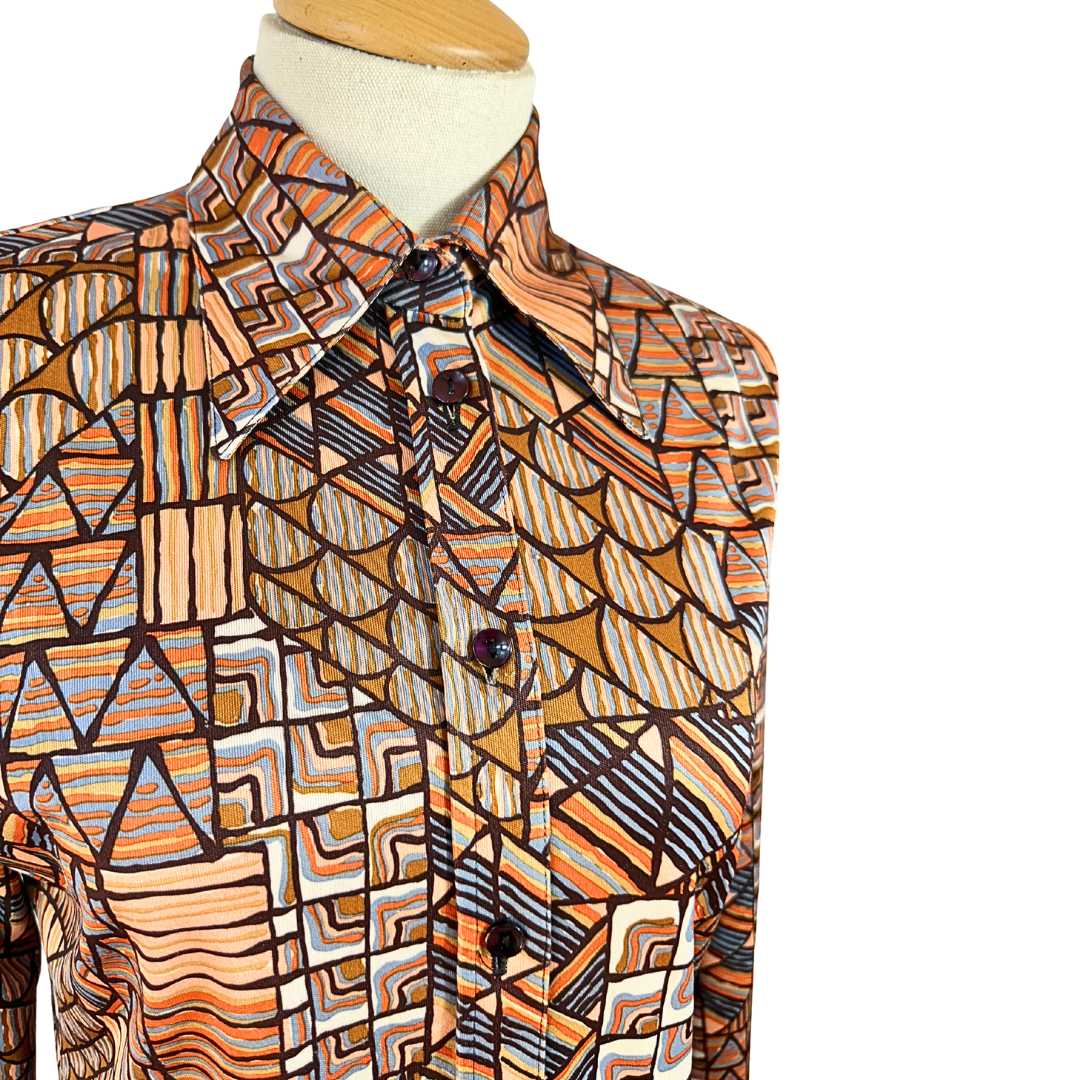 70s style geometric shirt - S