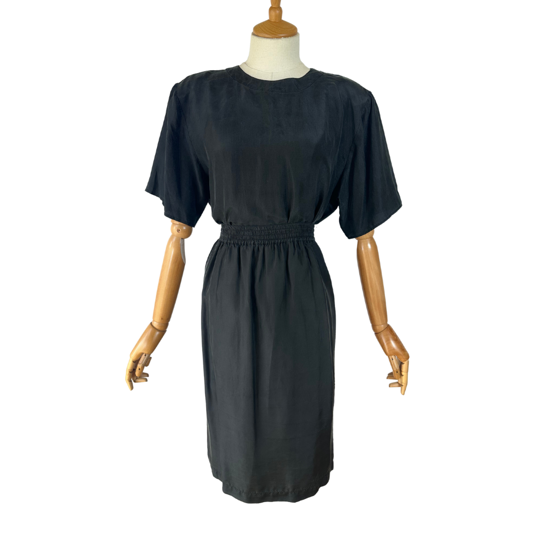 Black vintage silk outfit set - M
