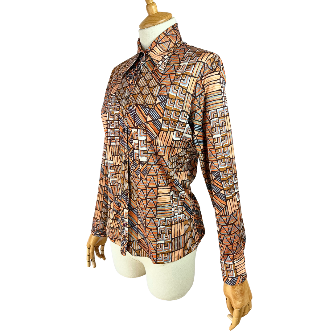 70s style geometric shirt - S