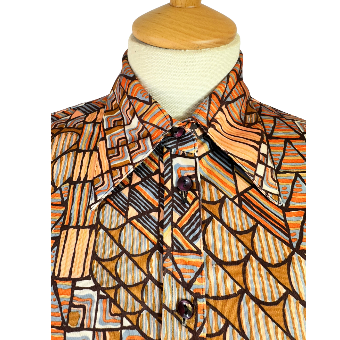 70s style geometric shirt - S