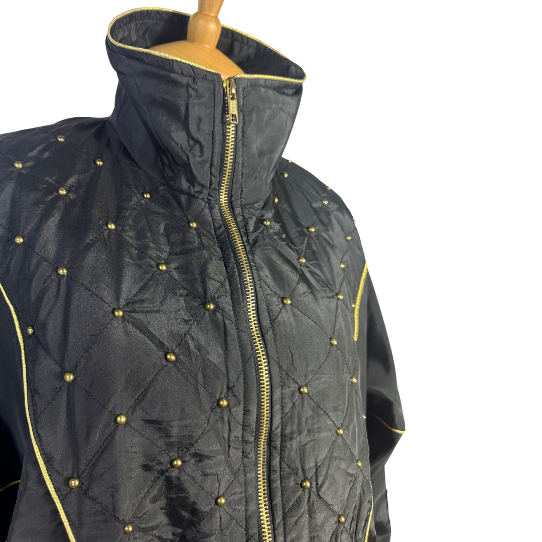 Black retro zipped up jacket - L