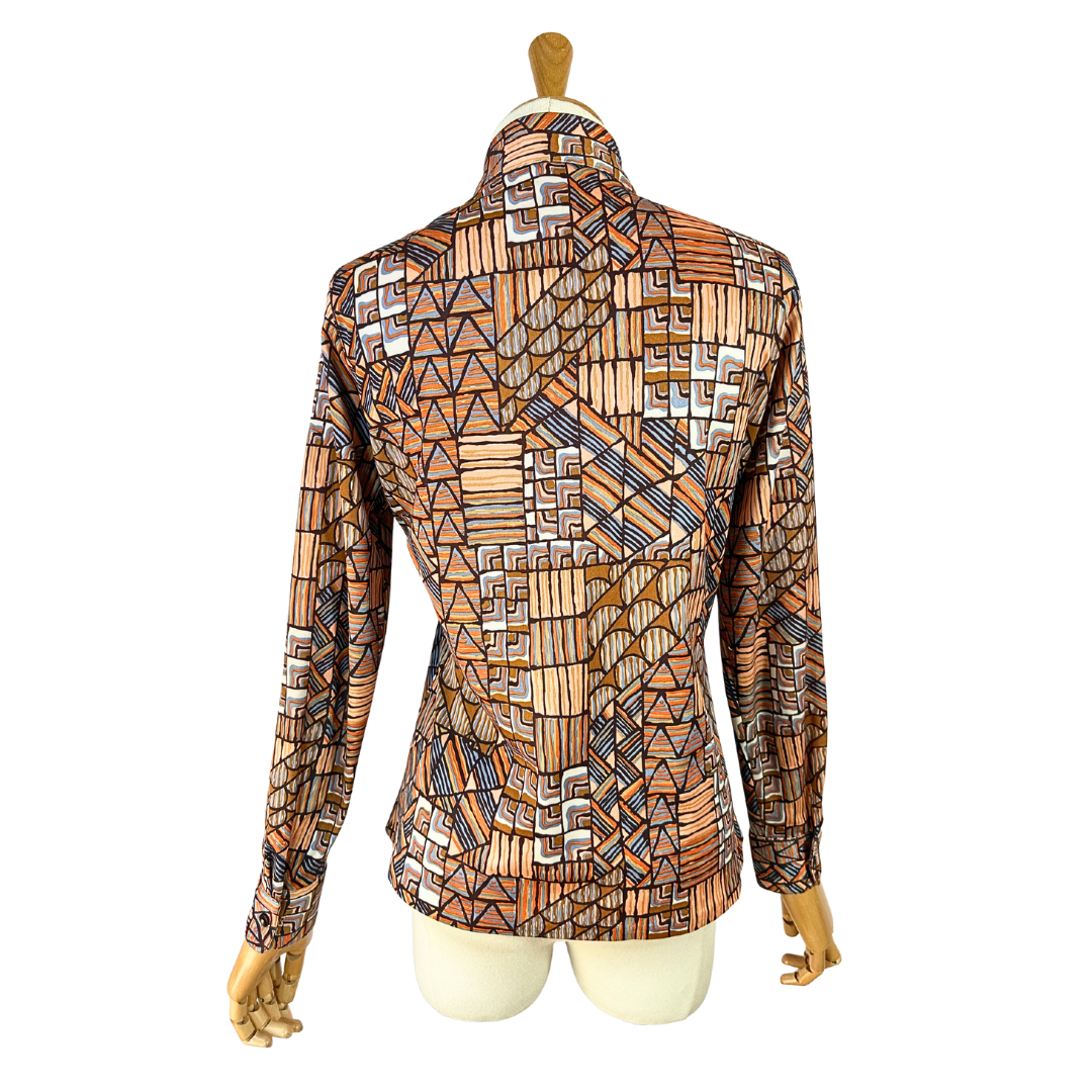 70s style geometric shirt - S