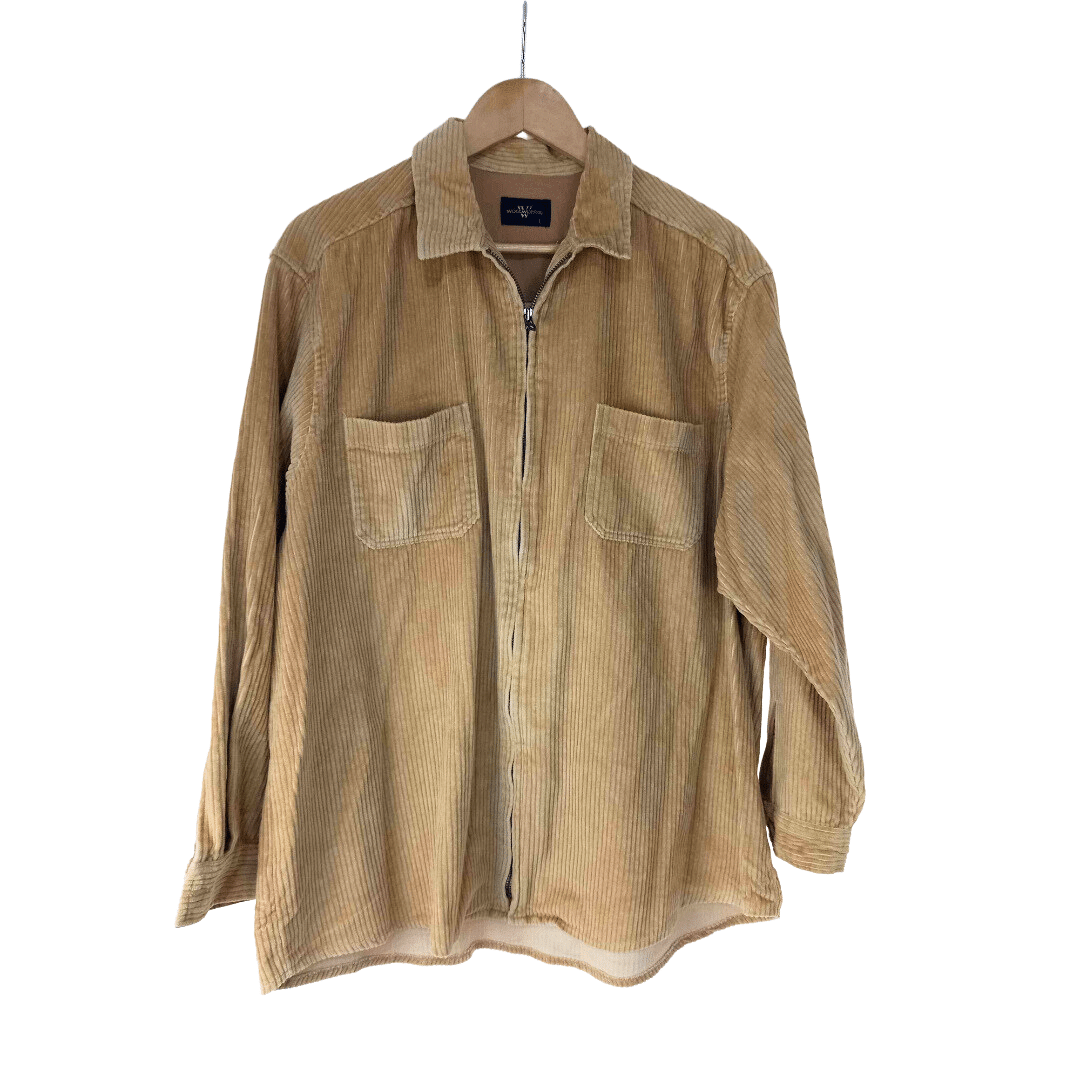 Corduroy zipped-up longsleeve shirt - L