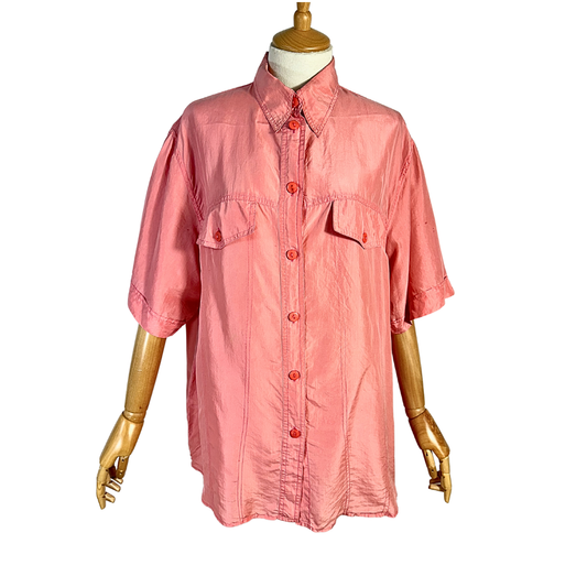 Pink vintage silk shirt - L