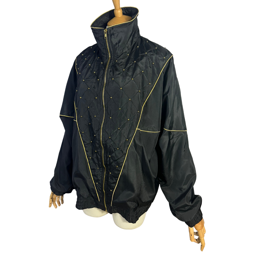 Black retro zipped up jacket - L