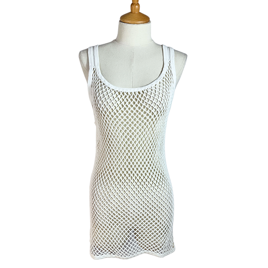 White Y2K cotton net dress - M