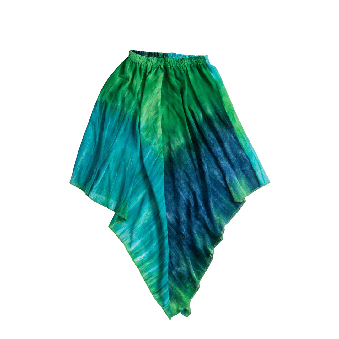 Elasticated tie-dye asymmetrical hem skirt - S