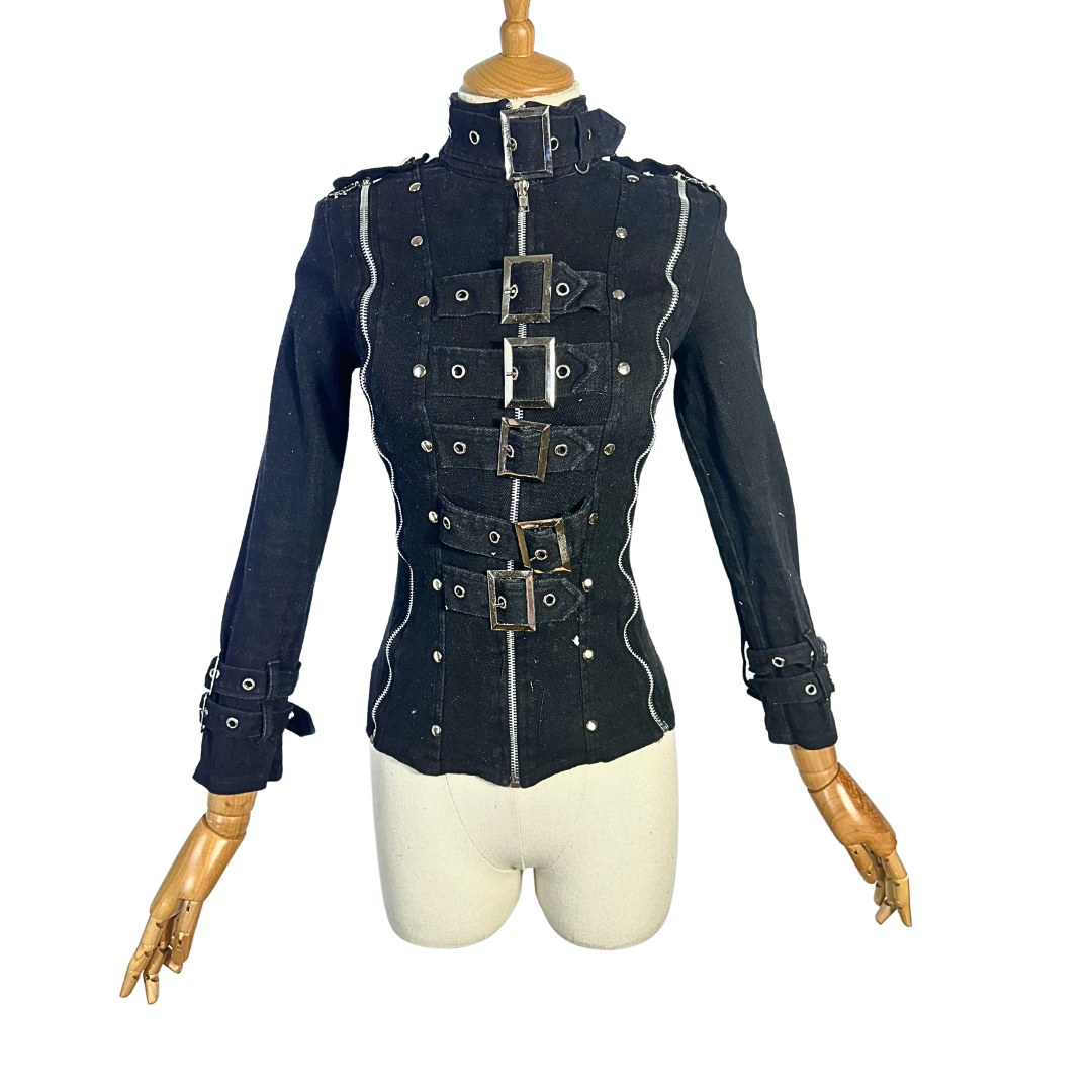 Black Y2K bondage fitted jacket - S