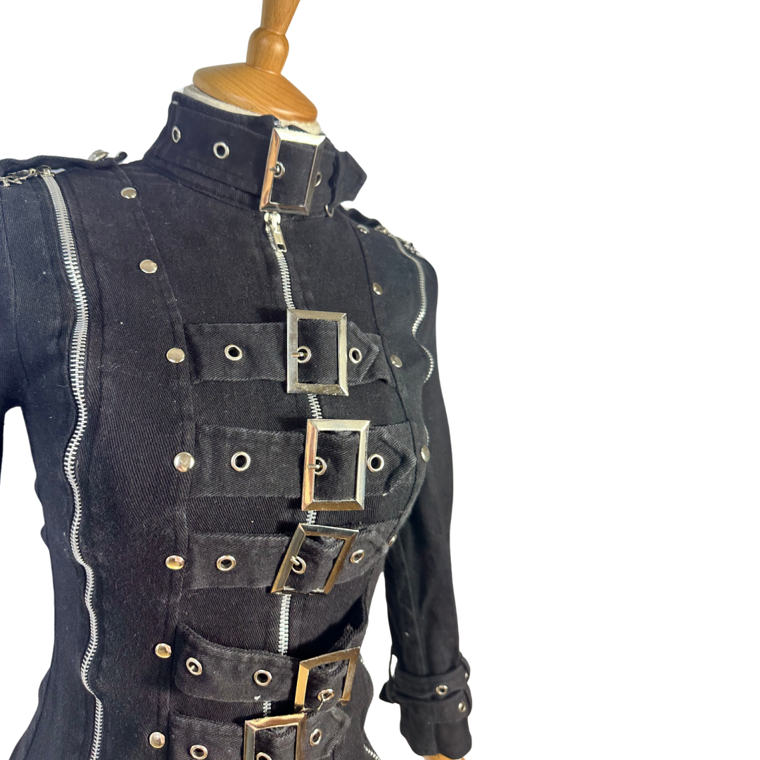 Black Y2K bondage fitted jacket - S