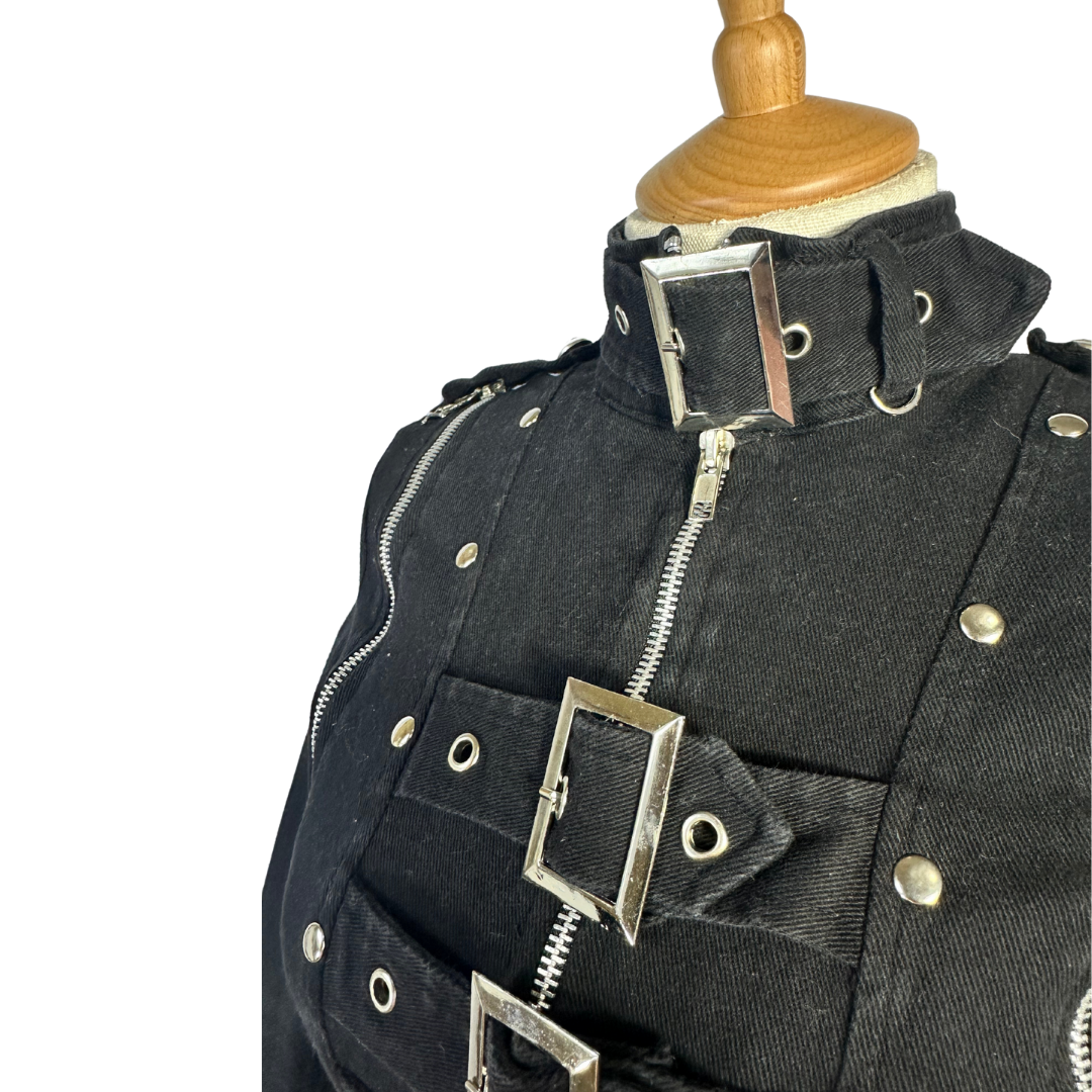 Black Y2K bondage fitted jacket - S