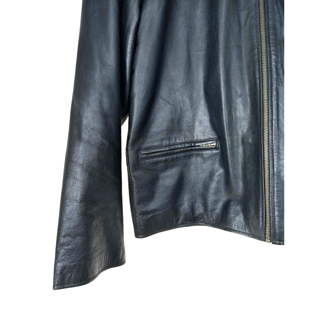 Aviator-style leather jacket with detachable collar - L/XL (Free Delivery)