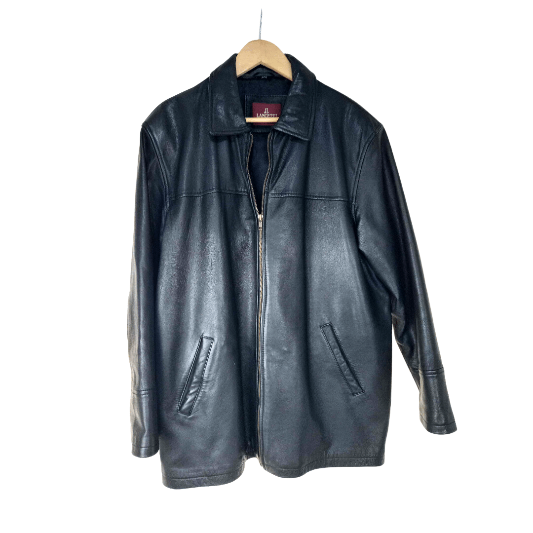 Classic leather zipped-up jacket - 2XL (Free Delivery)