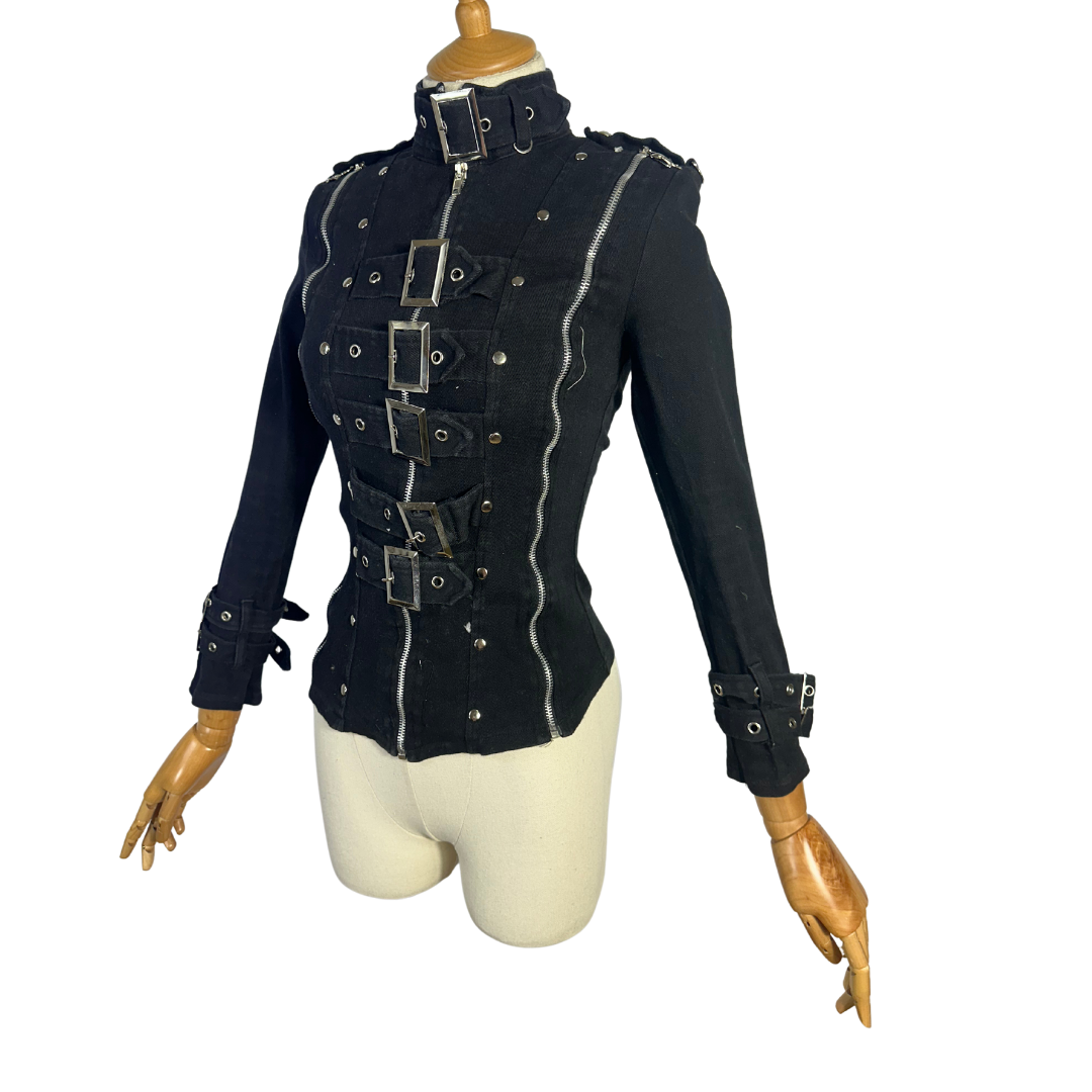 Black Y2K bondage fitted jacket - S