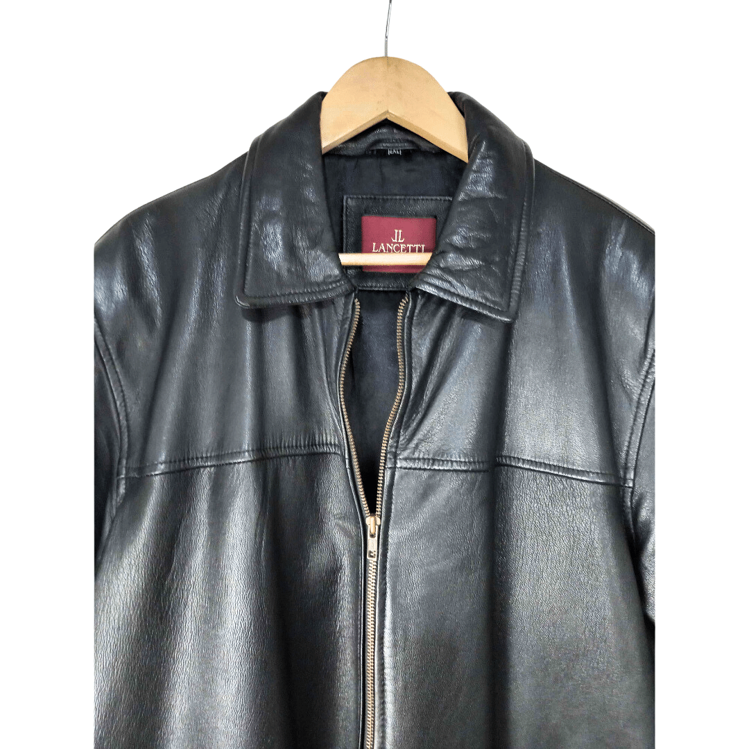 Classic leather zipped-up jacket - 2XL (Free Delivery)