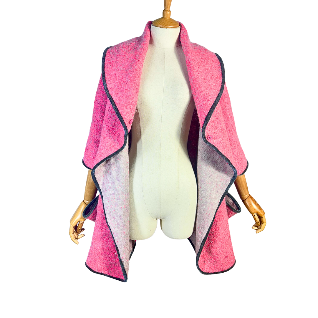 Pink wool blend wrap coat - M/L