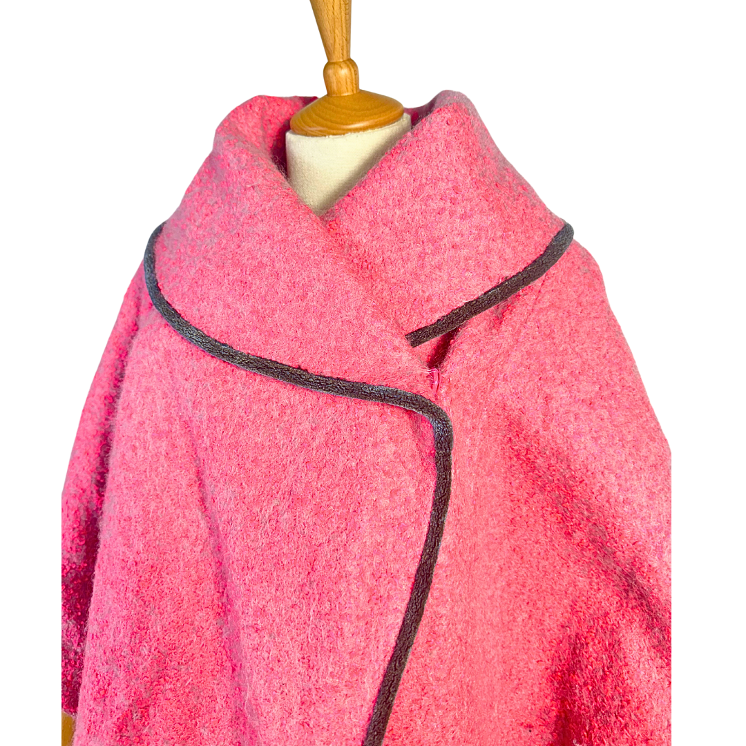 Pink wool blend wrap coat - M/L